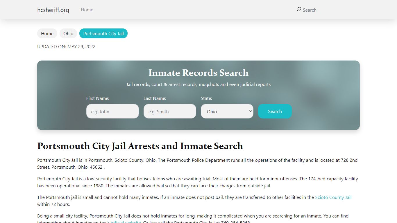 Portsmouth City Jail Arrests and Inmate Search